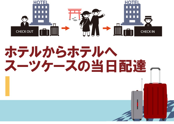 ホテルからホテルへスーツケースの当日配達!